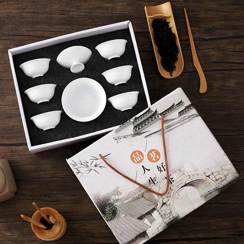 羊脂玉功夫茶具套装家用白瓷