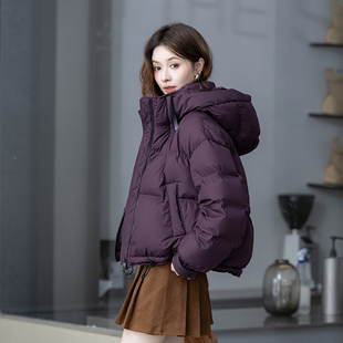 某鸭同款短款宽松型街头风立领羽绒服女亮面休闲保暖宽松时尚外套