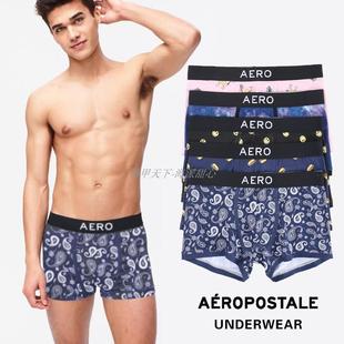 美国知名校园 织带宽橡筋 棉质面料青年男士平角内裤印花中腰