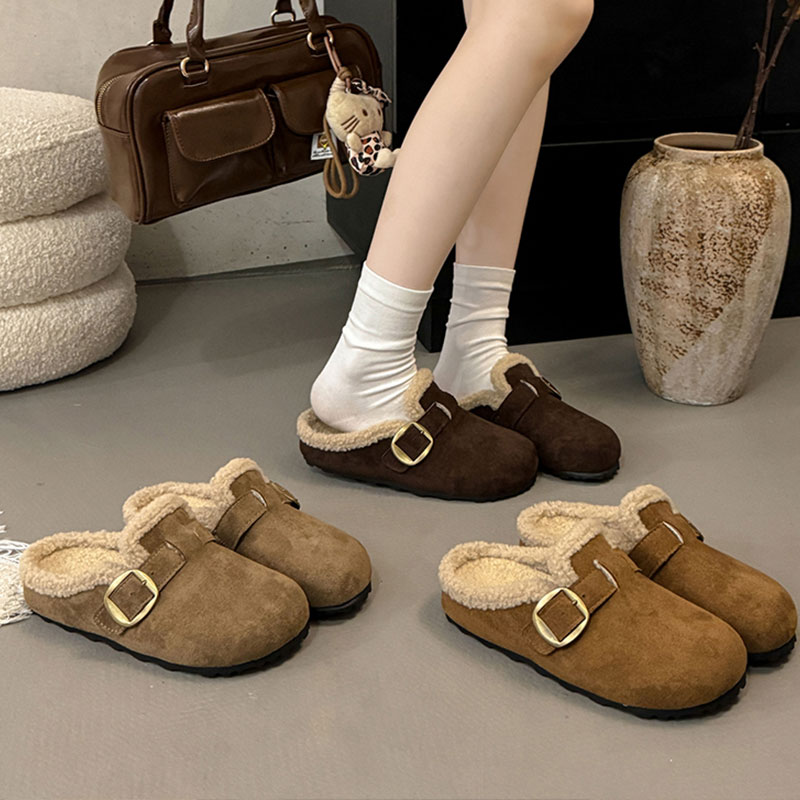 羊皮毛一体加绒勃肯鞋女冬季新款