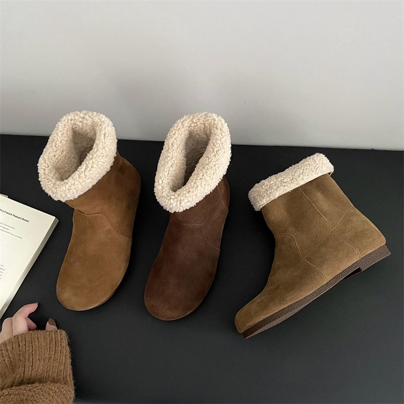 翻边羊皮毛一体雪地靴女2025冬季