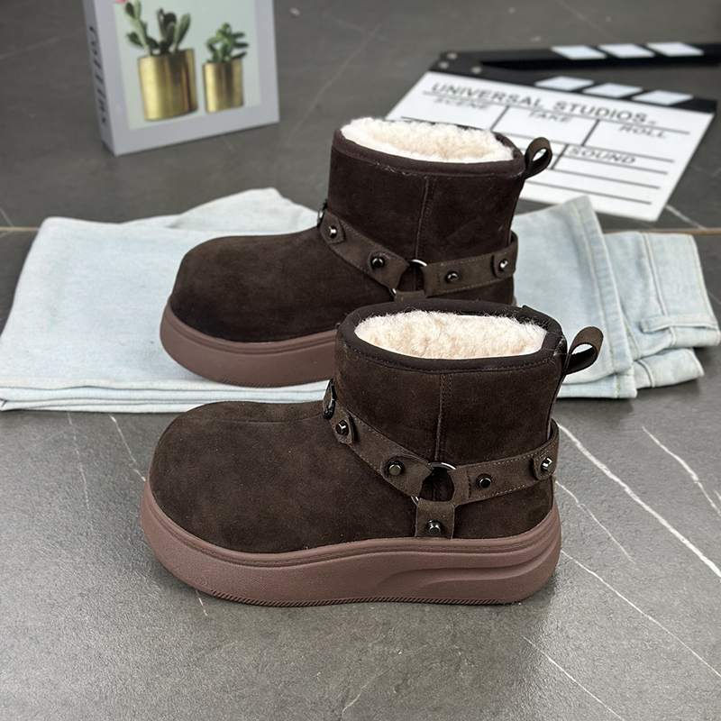 棉鞋羊皮毛一体厚底保暖雪地靴女