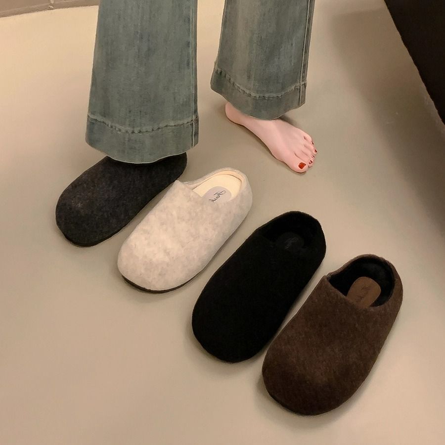 加绒高级感一脚蹬羊毛勃肯鞋