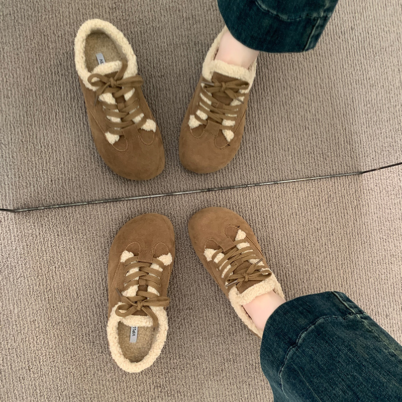 羊皮毛一体厚底勃肯鞋女新款秋冬