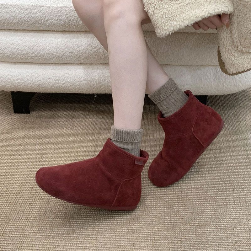 羊皮毛一体雪地靴女款冬季新款加绒保暖短靴时尚百搭平底防滑棉鞋