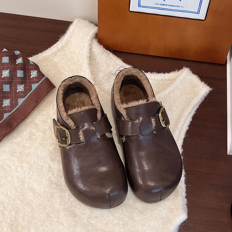 牛皮加绒保暖勃肯雪地靴女休闲鞋