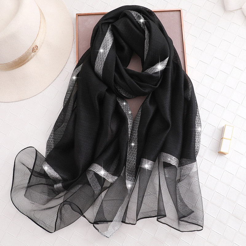 丝巾真丝桑蚕丝围巾女士长款纱巾百搭春秋季冬天洋气时尚披肩送礼