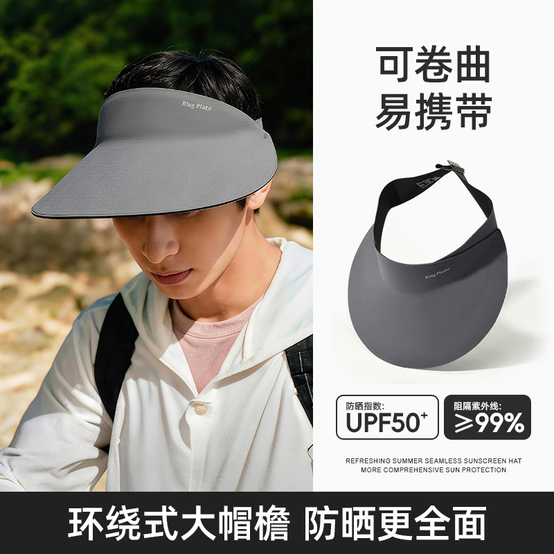 男士夏季大檐空顶防紫外线防晒帽图片