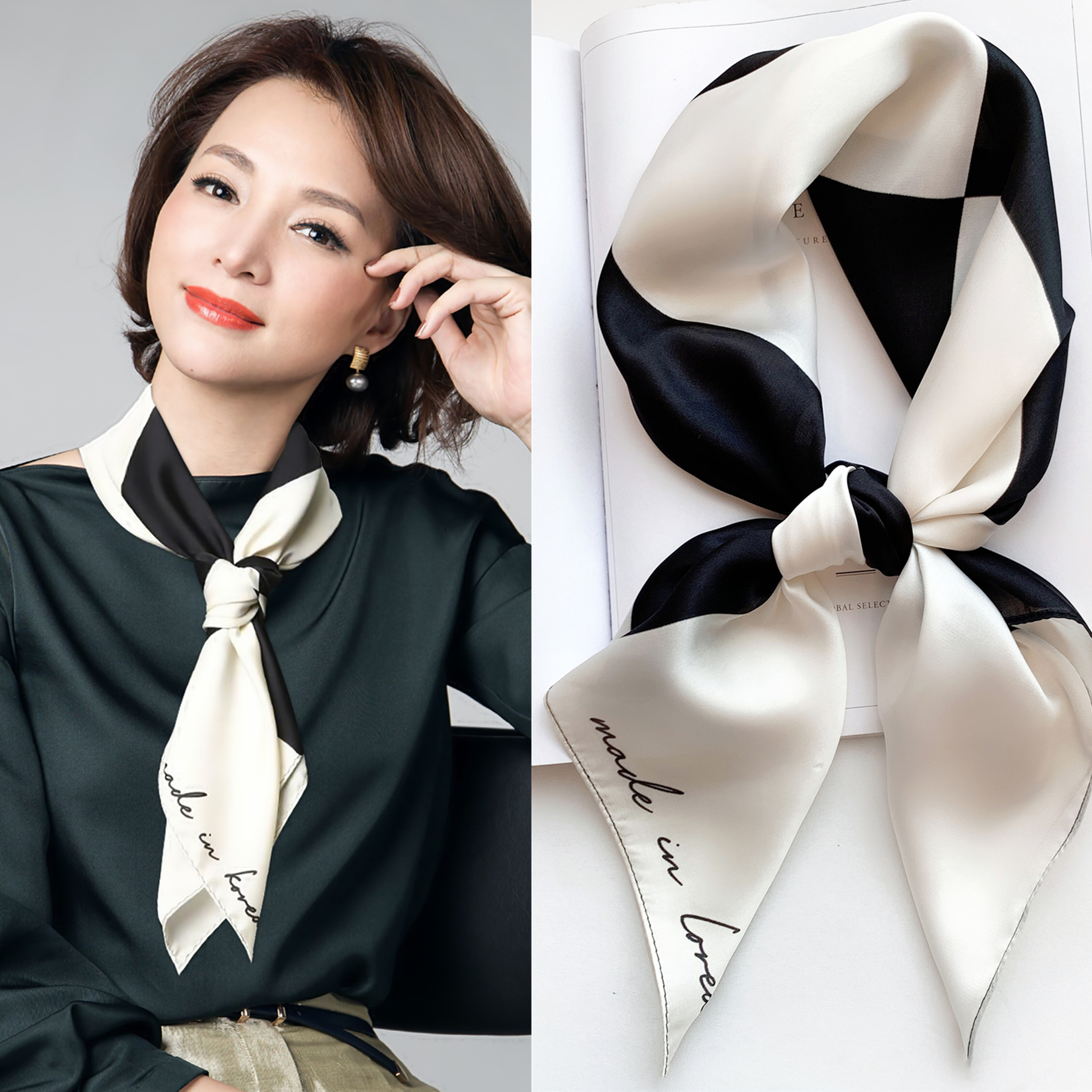 小丝巾女夏季小方巾脖子装饰飘带薄款韩版防晒百搭围巾职业领巾潮