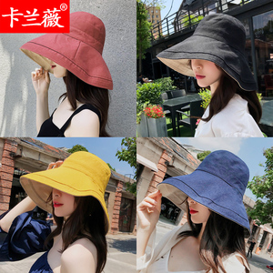 帽子女韩版潮百搭遮阳帽防晒紫外线大沿遮脸日系早春渔夫帽女夏天
