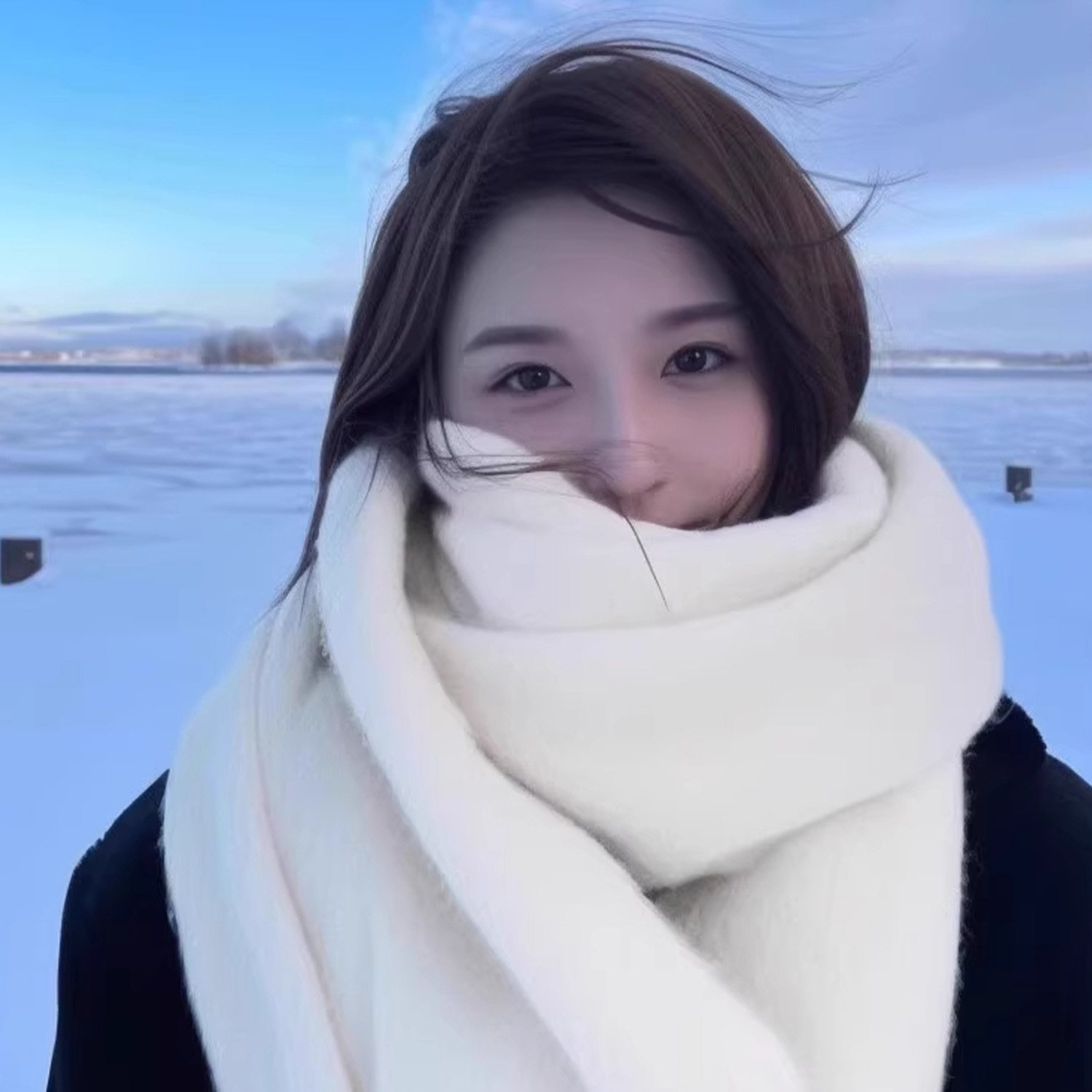 韩版百搭白色加绒加厚大围巾女冬季保暖高级氛围感纯色围脖大披肩,服饰配件/皮带/帽子/围巾,围巾/丝巾/披肩,淘宝优惠券,粉丝福利购,淘宝优惠卷