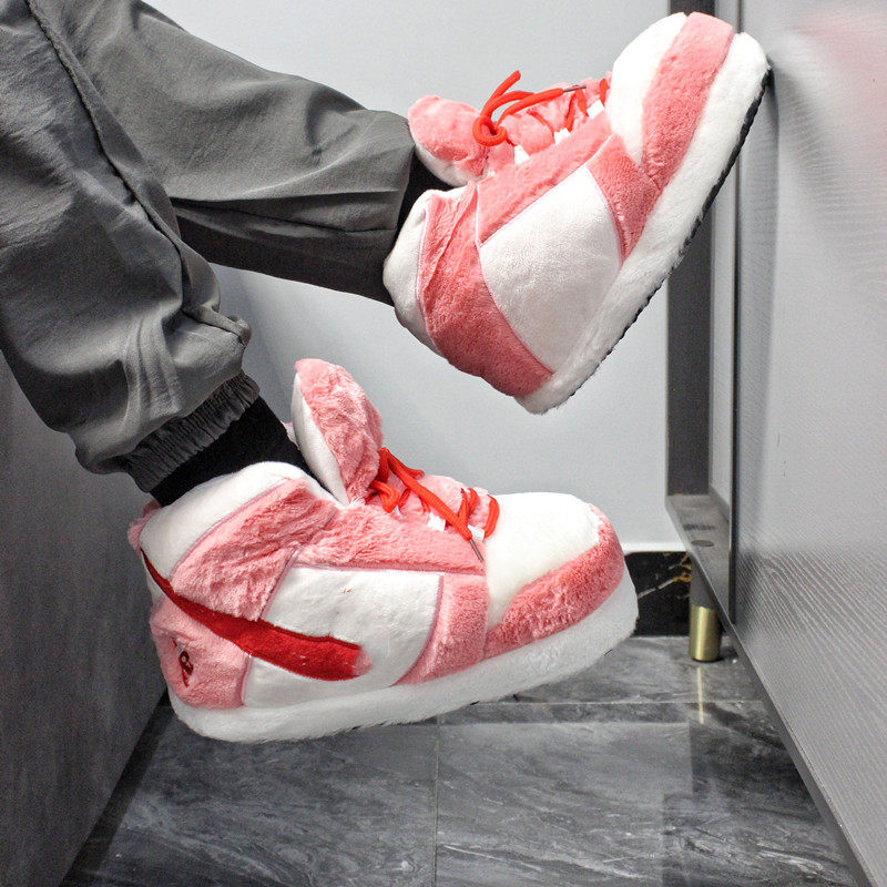 恶搞粉aj锥防水高邦男女包根棉拖鞋情侣保暖个性胖胖鞋创意毛毛鞋