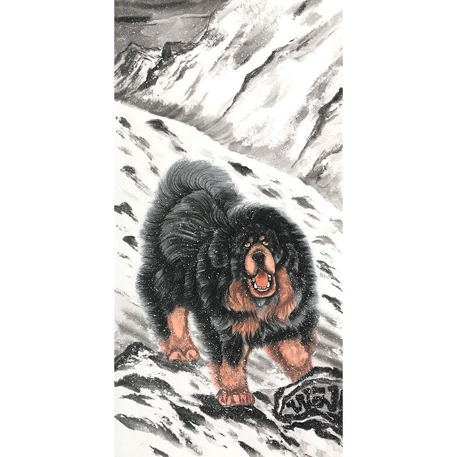 藏獒图雪域雄风宠物犬十二生肖竖国画