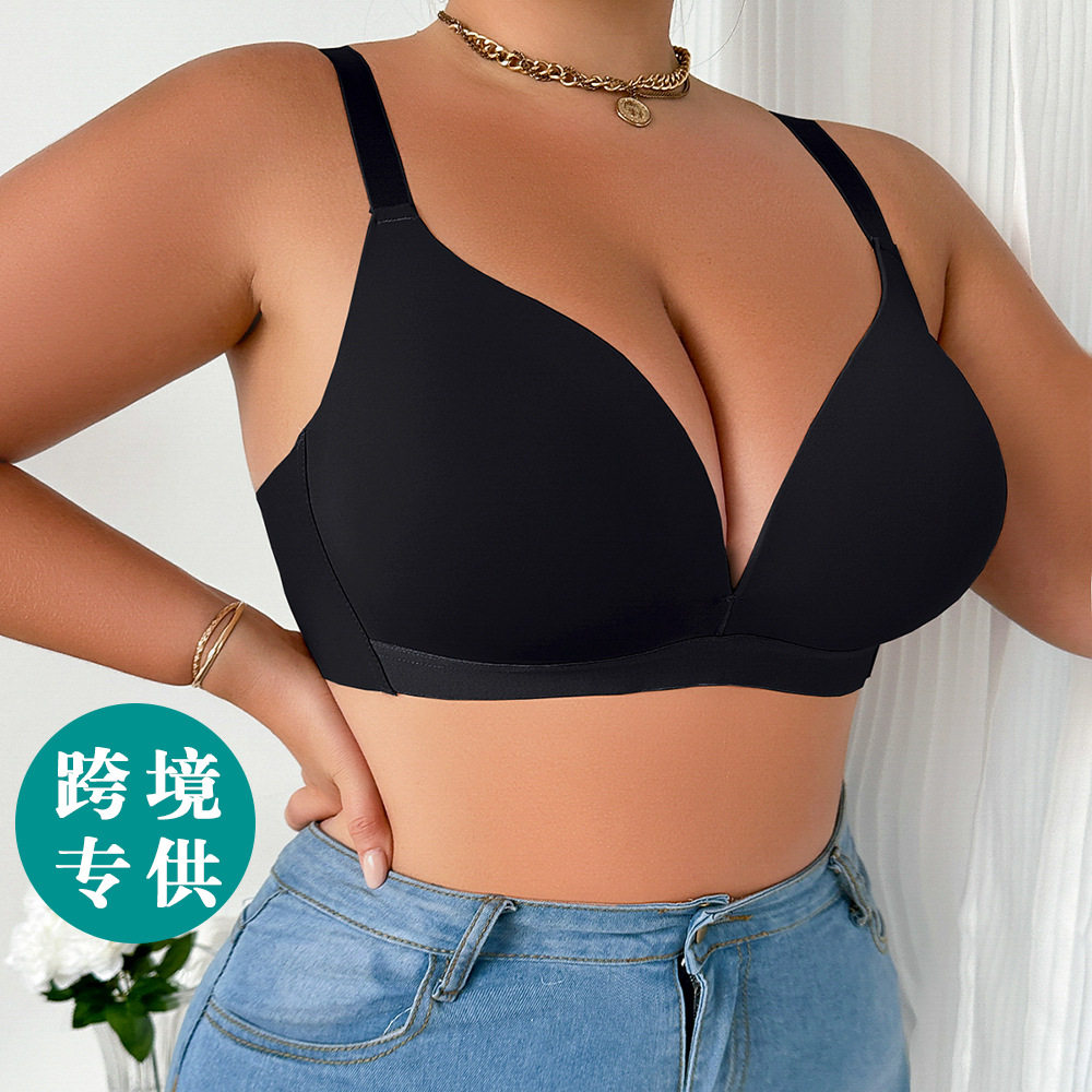 跨境欧美大码无钢圈文胸聚拢上托防下垂胸罩女士大胸显小内衣显瘦,女装/女士精品,大码内搭,淘宝优惠券,粉丝福利购,淘宝优惠卷