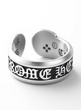 925银六字真言开口男士戒指