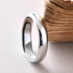 999银个性男生开口光面纯银戒指宽面港风戒指男可调节可刻字指环