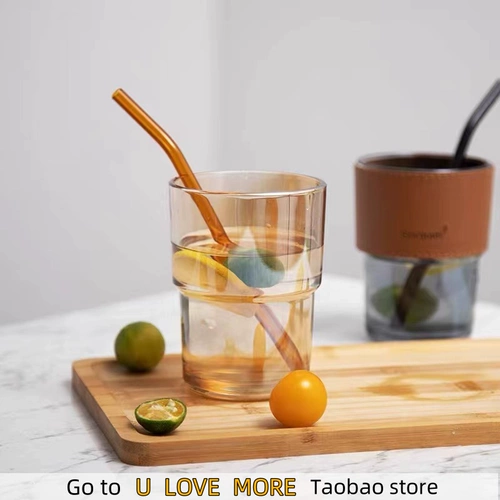 400 мл Стеклянная соломенная чашка с изоляционной крышкой может быть горячим микрофоном