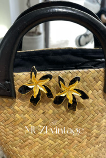 中古复古MUZIvintage彩色珐琅滴釉花朵耳饰气质耳钉珍惜重工耳环