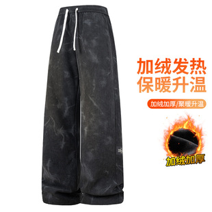 男士 休闲裤 脏脏裤 子男款 男裤 秋冬加绒长裤 直筒卫裤 灯芯绒裤 男冬季