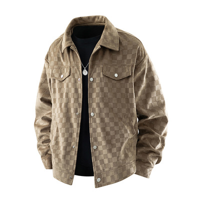 春秋翻领男士款格子外套休闲轻熟风爆款上衣2025新款时尚百搭夹克
