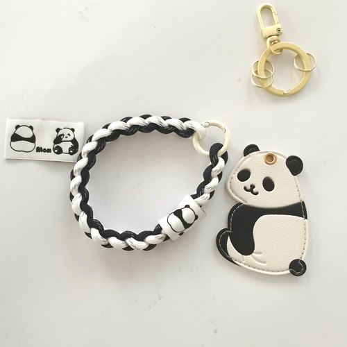 熊猫黑白手机挂绳手工编织手腕加粗钥匙扣门禁卡套短防丢airtag