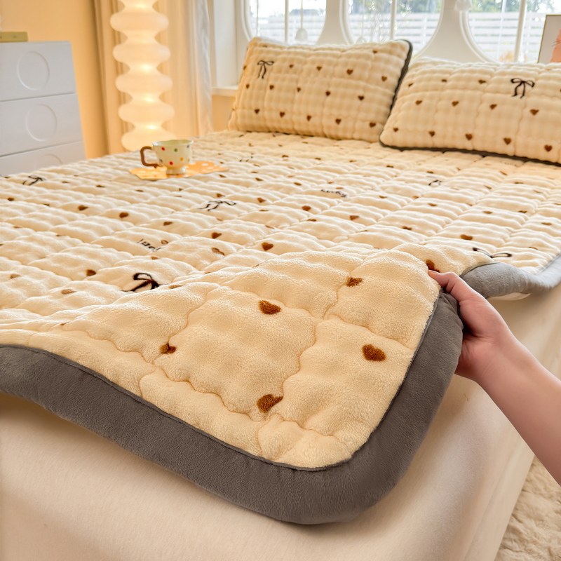牛奶绒床单加绒家用毛毯铺床床垫加厚泡泡绒单人学生宿舍法兰绒
