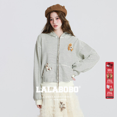 LALABOBO马上有钱条纹开衫