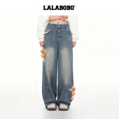 原创松弛感直筒弯刀裤 26春夏新款 LALABOBO牛仔裤 子 付思超同款