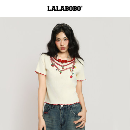 LALABOBO五红临门项链短袖T