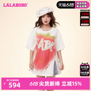 印开叉草莓T恤LBDA 宽松可爱甜辣风数码 WSDT38 新款 LALABOBO24春季