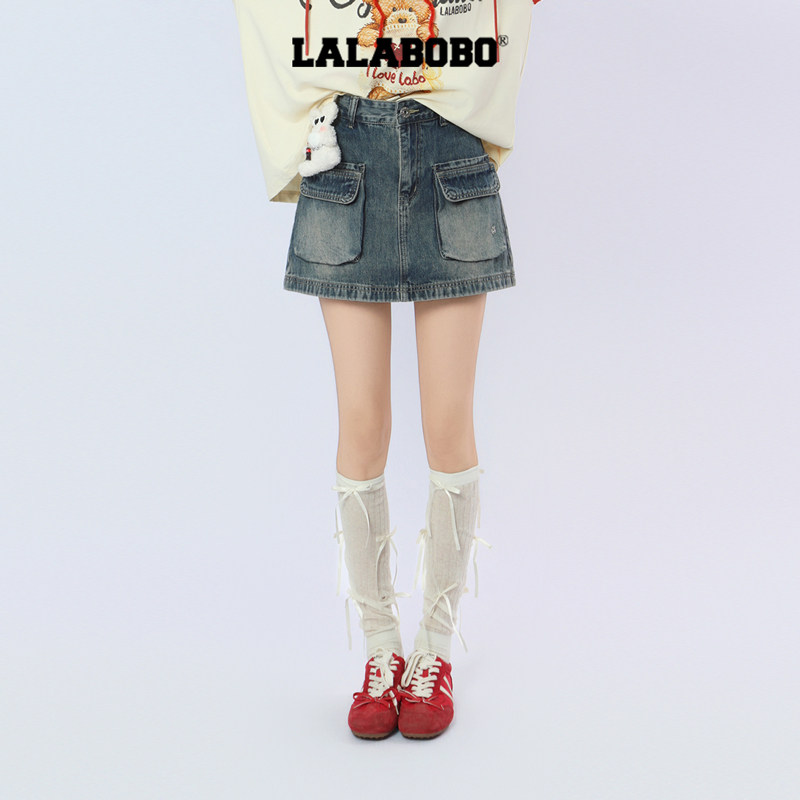 【拥抱爱】LALABOBO牛仔半裙热裤26年秋新潮原创玩偶高街时尚裙子