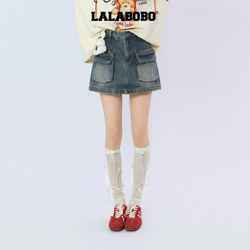 LALABOBO薯条牛仔半裙