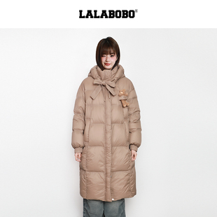羽绒服25年冬新潮原创奶油风保暖外套 LALABOBO中长款 商场同款
