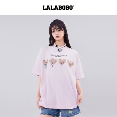 LALABOBO谢依霖萌宠狗狗图案T恤