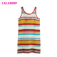 LBDB 徐紫茵同款 LALABOBO24夏复古休闲条纹字母吊带连衣裙 WLZY22