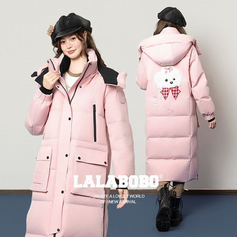 【泡芙小狗】LALABOBO连帽长款羽绒服25年冬新原创高级感保暖外套
