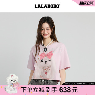 潮原創(chuàng)短袖 LALABOBOT恤25年夏新款 印花圓領(lǐng)修身 商場同款 上衣