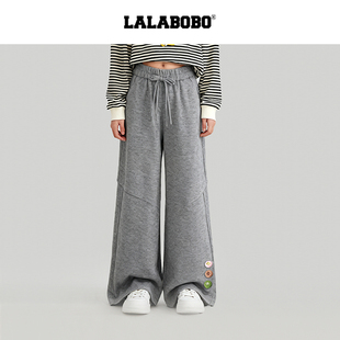 阔腿高级感裤 25年冬新潮原创长裤 LALABOBO运动卫裤 子 加绒