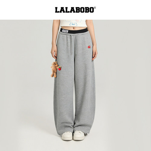 LALABOBO立体小熊针织长裤
