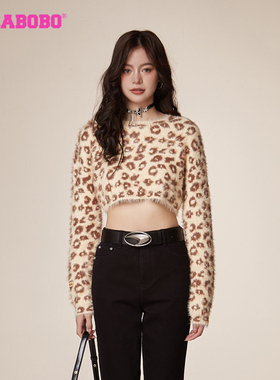 刘考拉同款新国潮LALABOBO秋季新美学豹纹套头毛织女|LBCD-WSTM35