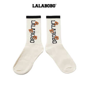 中长袜原创新款 LALABOBO25年夏季 潮牌通勤印花袜子 商场同款