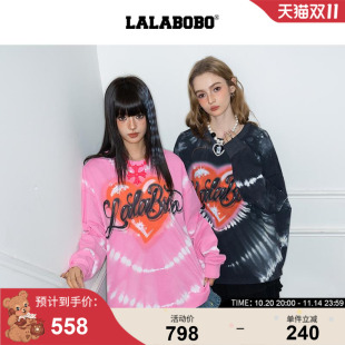 潮长袖 T恤女原创新款 LALABOBO25年夏季 扎染印花上衣 商场同款