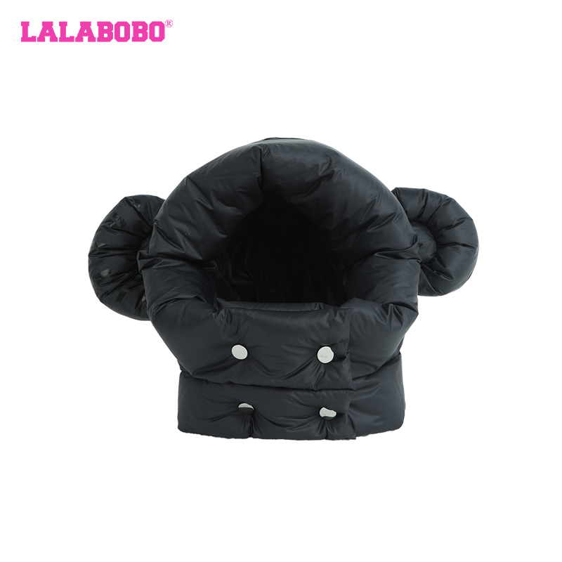 休闲保暖黑色耳朵羽绒帽