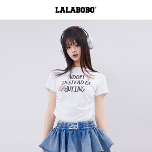 LALABOBO卓依娜姆小狗字母短袖T