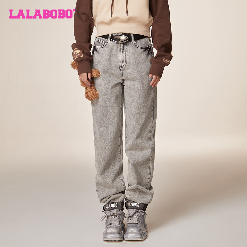 可爱休闲芥末熊高腰牛仔裤