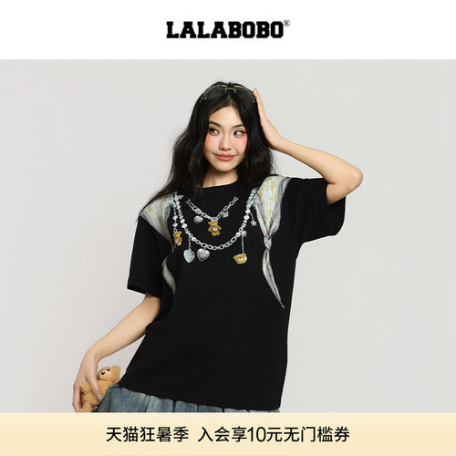 LALABOBO郑坤项链丝巾短袖T