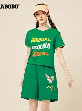 LALABOBO春季新品美式街头复古蒸汽波大字母短袖T恤|CBCB-WSDT16