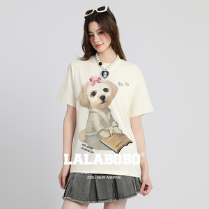 【面膜泡芙】LALABOBOT恤26年夏新款原创短袖松弛感印花圆领上衣