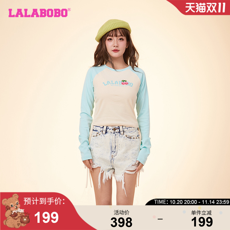 长袖时尚可爱套头圆领T恤