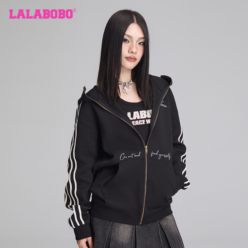 LALABOBO迷彩开襟卫衣上衣